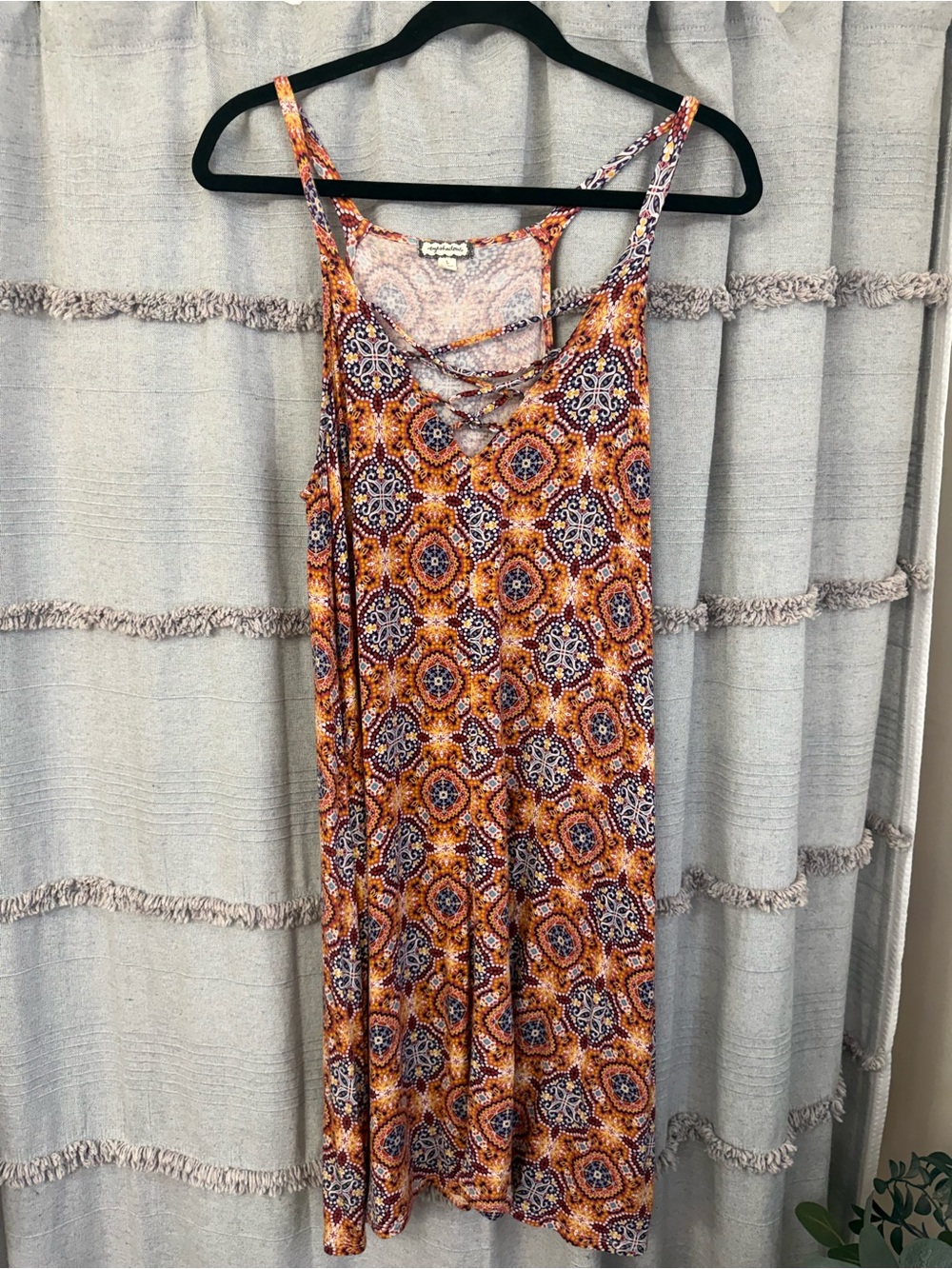 Eyeshadow Boho Sleeveless Sundress, Criss-Cross Neck Design - SIZE L